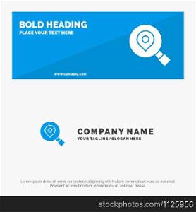 Research, Search, Map, Location SOlid Icon Website Banner and Business Logo Template