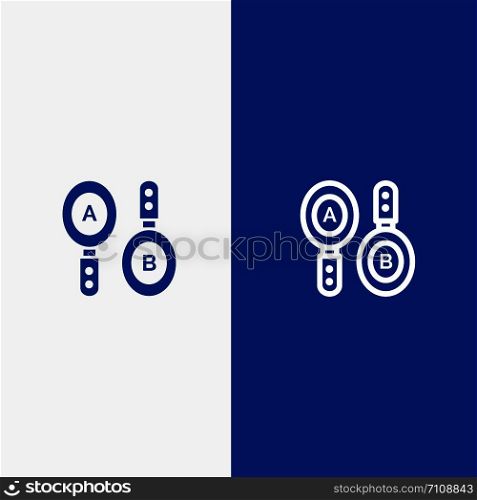 Research, Search, Sign, Computing Line and Glyph Solid icon Blue banner