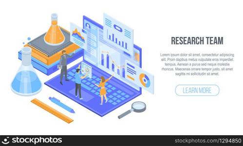 Research team concept background. Isometric illustration of research team vector concept background for web design. Research team concept background, isometric style