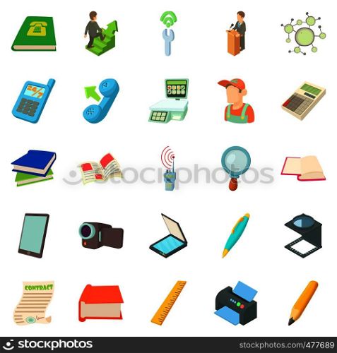 Researcher icons set. Cartoon set of 25 researcher vector icons for web isolated on white background. Researcher icons set, cartoon style