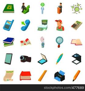 Researcher icons set. Cartoon set of 25 researcher vector icons for web isolated on white background. Researcher icons set, cartoon style