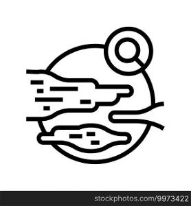 researching new planet line icon vector. researching new planet sign. isolated contour symbol black illustration. researching new planet line icon vector illustration