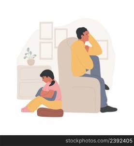 Resentment isolated cartoon vector illustration Family relationship, kid and parent turn away from each other, sitting with folded hands, having a conflict, feeling resentment vector cartoon.. Resentment isolated cartoon vector illustration