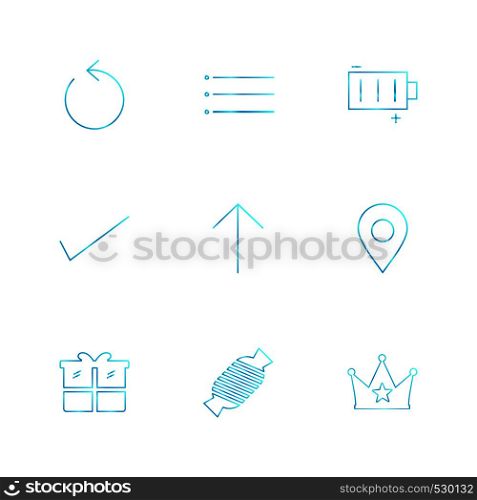 reset , menu , battery , user interface icons , arrows , navigation , wifi , internet , technology , apps , icon, vector, design, flat, collection, style, creative, icons