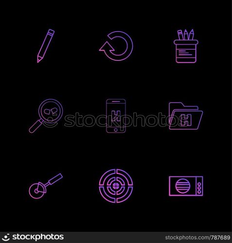 reset , pencil box , search , mobile , health , folder , target , focus ,icon, vector, design, flat, collection, style, creative, icons