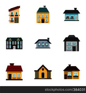 Residence icons set. Flat illustration of 9 residence vector icons for web. Residence icons set, flat style