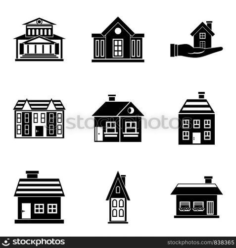 Residence icons set. Simple set of 9 residence vector icons for web isolated on white background. Residence icons set, simple style
