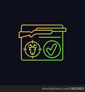 Resident hunting license gradient vector icon for dark theme. Qualified hunter. Official document. Capture prey. Thin line color symbol. Modern style pictogram. Vector isolated outline drawing. Resident hunting license gradient vector icon for dark theme