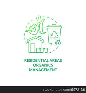 Residential areas organics management concept icon. Organic waste diversion idea thin line illustration. Yard trimmings, food-soiled paper managing. Vector isolated outline RGB color drawing. Residential areas organics management concept icon