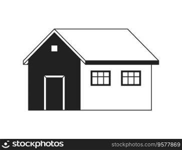 Residential building monochrome flat vector object. Small cozy living place. Editable black and white thin line icon. Simple cartoon clip art spot illustration for web graphic design. Residential building monochrome flat vector object
