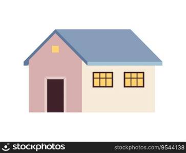 Residential building semi flat colour vector object. Small cozy living place. Editable cartoon clip art icon on white background. Simple spot illustration for web graphic design. Residential building semi flat colour vector object