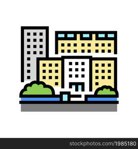 residential complex apartment building color icon vector. residential complex apartment building sign. isolated symbol illustration. residential complex apartment building color icon vector illustration