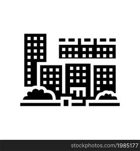 residential complex apartment building glyph icon vector. residential complex apartment building sign. isolated contour symbol black illustration. residential complex apartment building glyph icon vector illustration