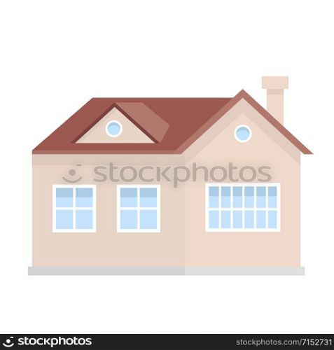 Residential house building, suburban private house, design element of urban or rural landscape vector Illustration