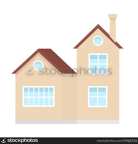 Residential house building, suburban private house, design element of urban or rural landscape vector Illustration