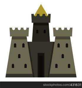 Residential mansion with towers icon flat isolated on white background vector illustration. Residential mansion with towers icon isolated