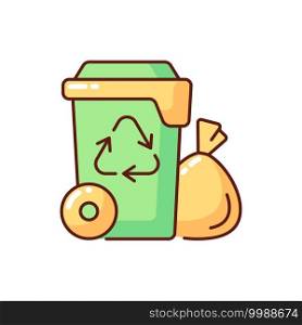 Residential waste collection RGB color icon. Garbage pickup from home. Household waste. Residential services. Disposing municipal solid refuse and recyclables. Isolated vector illustration. Residential waste collection RGB color icon
