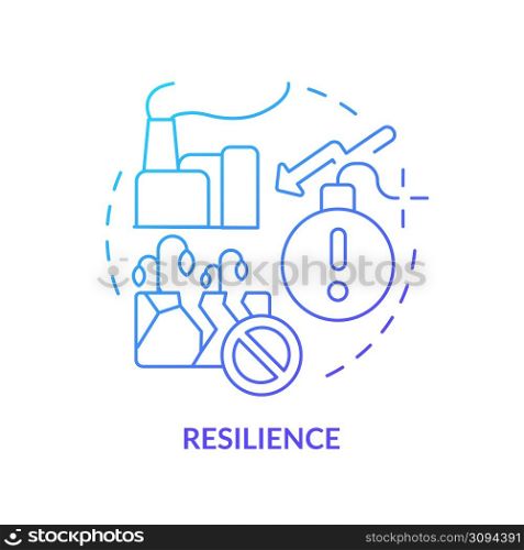Resilience blue gradient concept icon. Sustainable land management practice abstract idea thin line illustration. Agricultural productivity. Isolated outline drawing. Myriad Pro-Bold font used. Resilience blue gradient concept icon