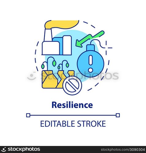 Resilience concept icon. Sustainable land management practice abstract idea thin line illustration. Slow land degradation. Isolated outline drawing. Editable stroke. Arial, Myriad Pro-Bold fonts used. Resilience concept icon