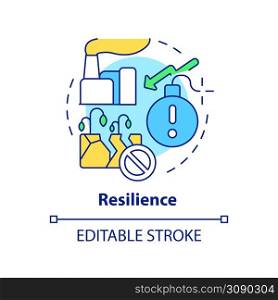 Resilience concept icon. Sustainable land management practice abstract idea thin line illustration. Slow land degradation. Isolated outline drawing. Editable stroke. Arial, Myriad Pro-Bold fonts used. Resilience concept icon