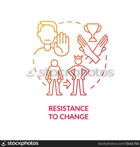 Resistance to change red gradient concept icon. Unwillingness to transform life abstract idea thin line illustration. Happiness mindset obstacle. Vector isolated outline color drawing. Resistance to change red gradient concept icon