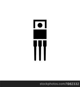 Resistor, Ceramic Electrolytic Capacitors, Fuse, Microcontroller, Transistor. Flat Vector Icon. Simple black symbol on white background. Resistor, Ceramic Electrolytic Capacitors, Fuse, Microcontroller, Transistor Flat Vector Icon