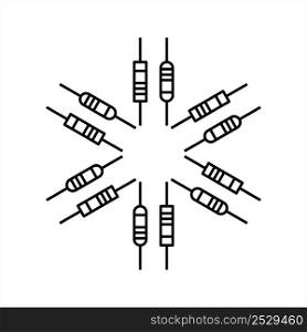 Resistor Icon, Passive Two-Terminal Electrical Component Vector Art Illustration
