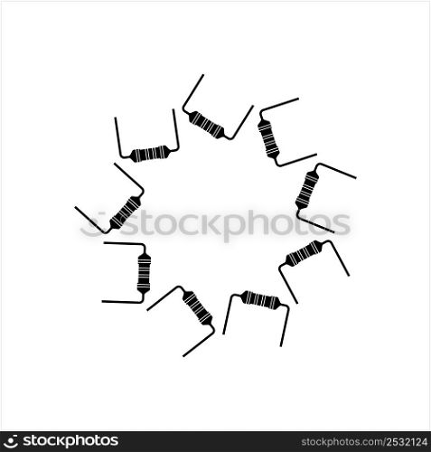 Resistor Icon, Passive Two-Terminal Electrical Component Vector Art Illustration