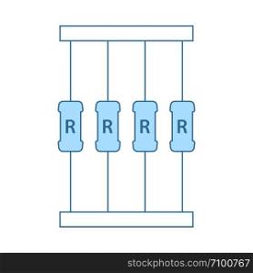 Resistor Tape Icon. Thin Line With Blue Fill Design. Vector Illustration.