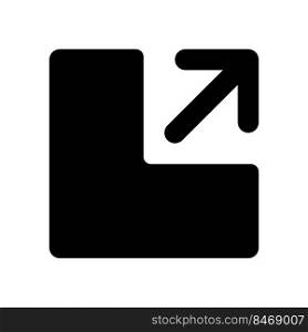 Resize black glyph ui icon. Change size of window. Optimize format. User interface design. Silhouette symbol on white space. Solid pictogram for web, mobile. Isolated vector illustration. Resize black glyph ui icon