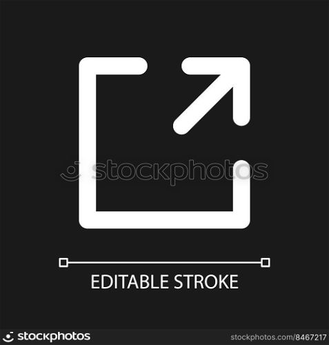 Resize pixel perfect white linear ui icon for dark theme. Change size of window. Optimize format. Vector line pictogram. Isolated user interface symbol for night mode. Editable stroke. Arial font used. Resize pixel perfect white linear ui icon for dark theme