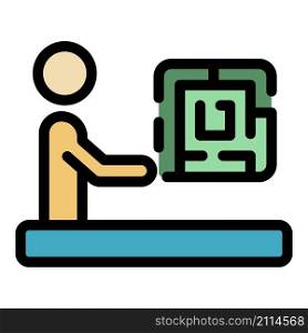 Resolve crisis labyrint icon. Outline resolve crisis labyrint vector icon color flat isolated. Resolve crisis labyrint icon color outline vector