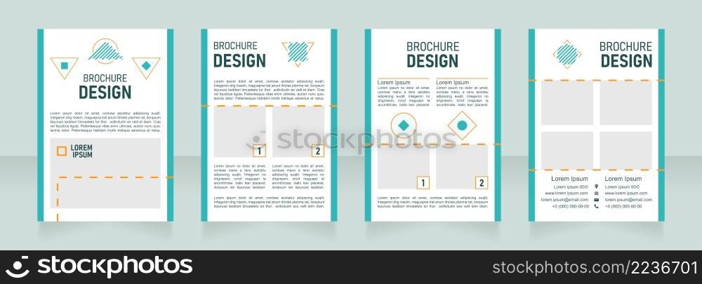 Resort blank brochure design. Template set with copy space for text. Premade corporate reports collection. Editable 4 paper pages. Bahnschrift SemiLight, Bold SemiCondensed, Arial Regular fonts used. Resort blank brochure design