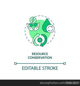 Resource conservation concept icon. Organic waste reduction benefit idea thin line illustration. Natural environment preservation. Vector isolated outline RGB color drawing. Editable stroke. Resource conservation concept icon