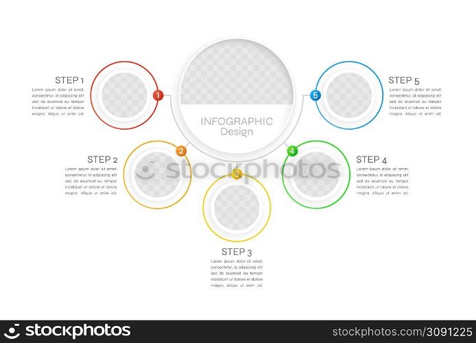 Resource optimization infographic chart design template. Abstract infochart with copy space. Instructional graphics with 5 step sequence. Visual data presentation. Syne Regular font used. Resource optimization infographic chart design template