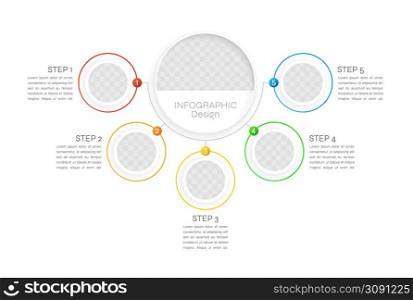 Resource optimization infographic chart design template. Abstract infochart with copy space. Instructional graphics with 5 step sequence. Visual data presentation. Syne Regular font used. Resource optimization infographic chart design template