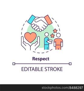 Respect concept icon. Business ethics component abstract idea thin line illustration. Ethical communication. Moral value. Isolated outline drawing. Editable stroke. Arial, Myriad Pro-Bold fonts used. Respect concept icon