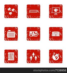 Respect icons set. Grunge set of 9 respect vector icons for web isolated on white background. Respect icons set, grunge style