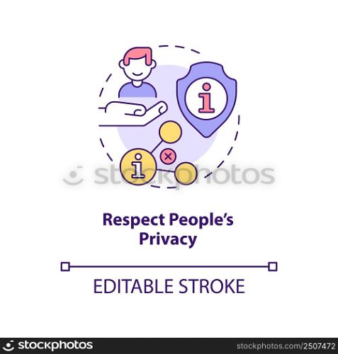 Respect people privacy concept icon. Internet communication. Netiquette rule abstract idea thin line illustration. Isolated outline drawing. Editable stroke. Arial, Myriad Pro-Bold fonts used. Respect people privacy concept icon