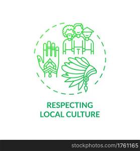 Respecting local culture concept icon. Green hotel features. Sense of identity for rural national communities idea thin line illustration. Vector isolated outline RGB color drawing. Respecting local culture concept icon