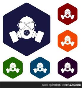 Respirator icons set hexagon isolated vector illustration. Respirator icons set hexagon