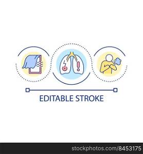 Respiratory diseases danger loop concept icon. Lung illness spreading. Infections and viruses abstract idea thin line illustration. Isolated outline drawing. Editable stroke. Arial font used. Respiratory diseases danger loop concept icon