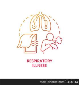 Respiratory illness red gradient concept icon. Infectious diseases. Health effect of overcrowding abstract idea thin line illustration. Isolated outline drawing. Myriad Pro-Bold fonts used. Respiratory illness red gradient concept icon