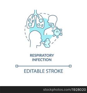 Respiratory infection blue concept icon. Pneumonia risk factor abstract idea thin line illustration. Chronic lung disease. Caused by viruses. Vector isolated outline color drawing. Editable stroke. Respiratory infection blue concept icon