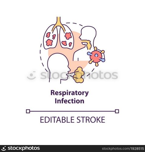 Respiratory infection concept icon. Pneumonia risk factor abstract idea thin line illustration. Chronic lung disease. Coughing up phlegm. Vector isolated outline color drawing. Editable stroke. Respiratory infection concept icon