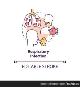Respiratory infection concept icon. Pneumonia risk factor abstract idea thin line illustration. Chronic lung disease. Coughing up phlegm. Vector isolated outline color drawing. Editable stroke. Respiratory infection concept icon
