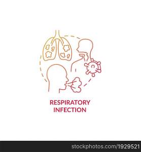 Respiratory infection red gradient concept icon. Pneumonia risk factor abstract idea thin line illustration. Seasonal influenza. High cause of morbidity. Vector isolated outline color drawing. Respiratory infection red gradient concept icon