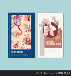 respiratory instagram template design with Human Anatomy of Lung and healthy care
