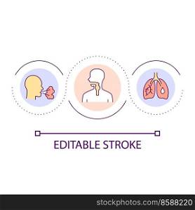 Respiratory system diseases loop concept icon. Lungs and bronchial infections. Health problem abstract idea thin line illustration. Isolated outline drawing. Editable stroke. Arial font used. Respiratory system diseases loop concept icon