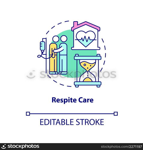 Respite care concept icon. Short-term assistance. Hospice service for patient abstract idea thin line illustration. Isolated outline drawing. Editable stroke. Arial, Myriad Pro-Bold fonts used. Respite care concept icon